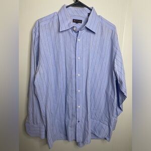 Ben Sherman Shirt Men's Size Large L Blue Stripped Long Sleeve Button Up Cotton